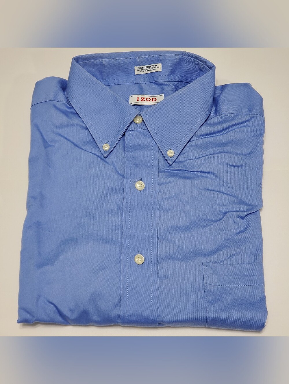 IZOD Men's Casual Long Sleeve Shirt Solid Blue Pattern 16-32/33 Regular Fit